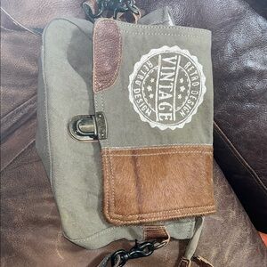 Myra Bag Green and Brown Crossbody Bag